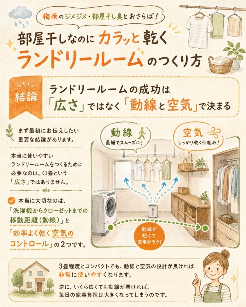 部屋干しなのにカラッと乾くランドリールームのつくり方1